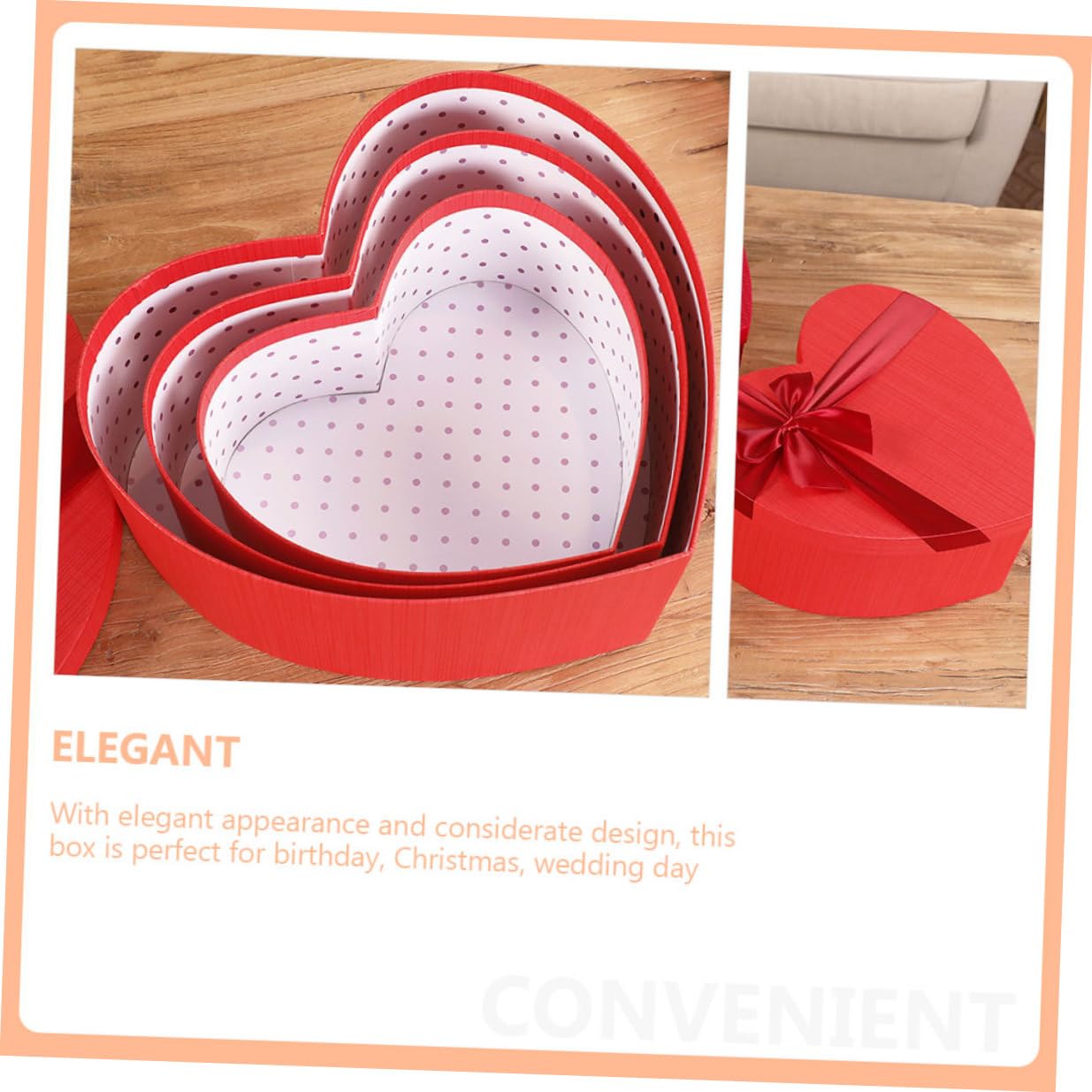 MUCKLILY Herzförmige Geschenkbox 3 Stück aus Langlebigem Material Kompakte Aufbewahrungsbox für Süßigkeiten und Schmuck Dekorative Verpackung für Valentinstag und Hochzeit