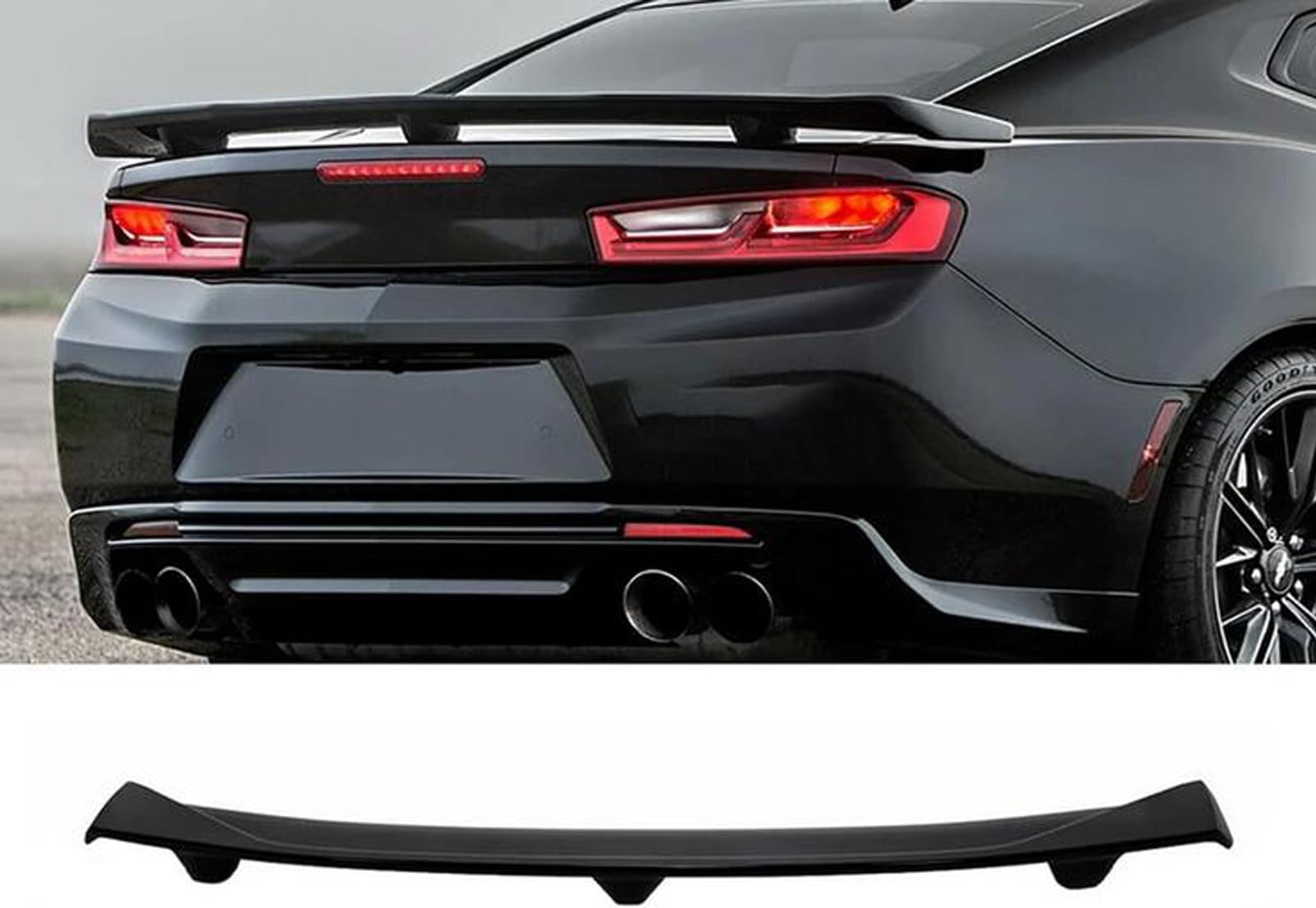 NINTE Rear Trunk Lid Wing Spoiler Compatible with 2016-2024 Chevy Camaro LS LT SS RS Gloss Black High Wing OE Style Trunk Lid