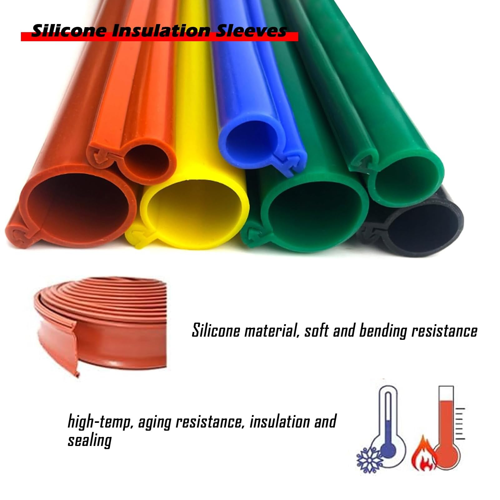 Protezione per Cavi, Guaina Protettiva in Silicone ad Alta Tensione - Copertura Isolante Anti-Shock Elettrico per Cavi Aerei, Adatta a 10 KV, 35 KV, 110 KV (Rosso, Diametro Interno 20 mm/0,7