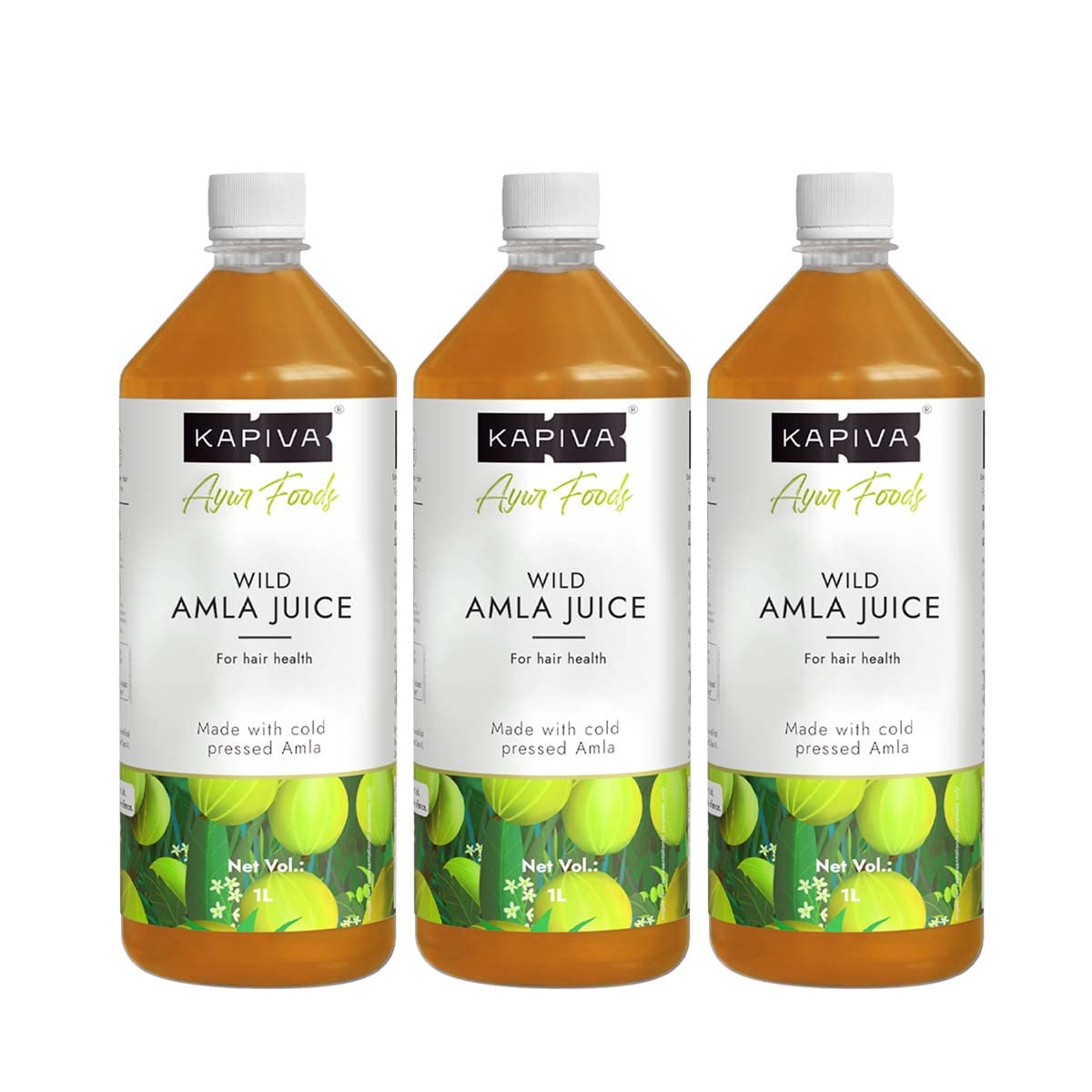 Kapiva Wild Amla Juice (3L) | Suitable for healthy Hair & Skin | Detox juice for weight loss | Natural Source of Vitamin C | Organic & Natural Juice Made With Cold Pressed Amla from Pratapgarh | No Added Sugar | Super Saver Pack of 3