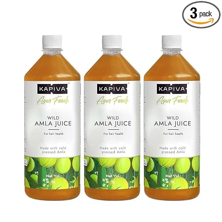 Kapiva Wild Amla Juice (3L) | Suitable for healthy Hair & Skin | Detox juice for weight loss | Natural Source of Vitamin C | Organic & Natural Juice Made With Cold Pressed Amla from Pratapgarh | No Added Sugar | Super Saver Pack of 3