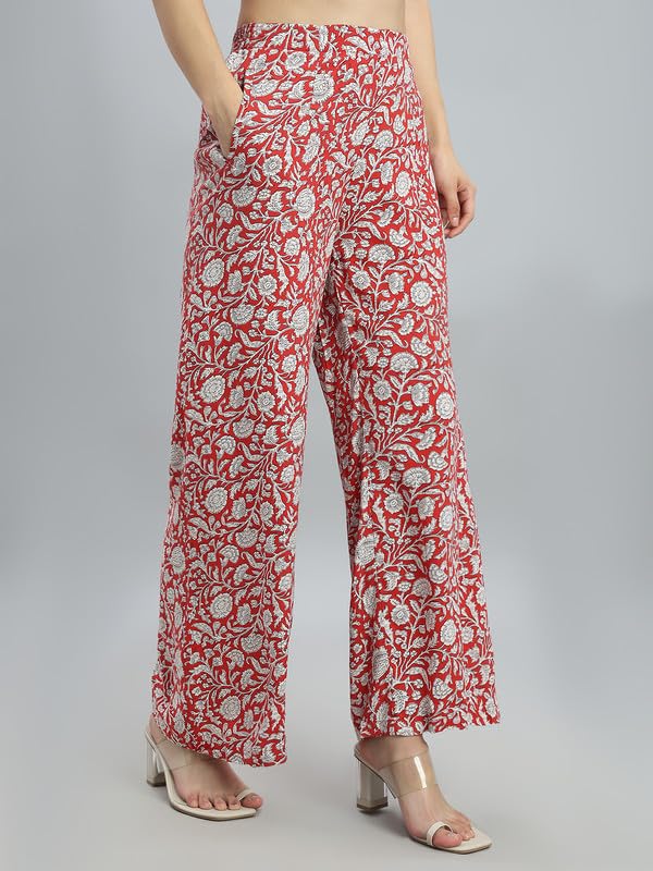 Image of GO COLORS Soft Viscose Printed Palazzo Full Length for Women| Breathable, Mid Rise