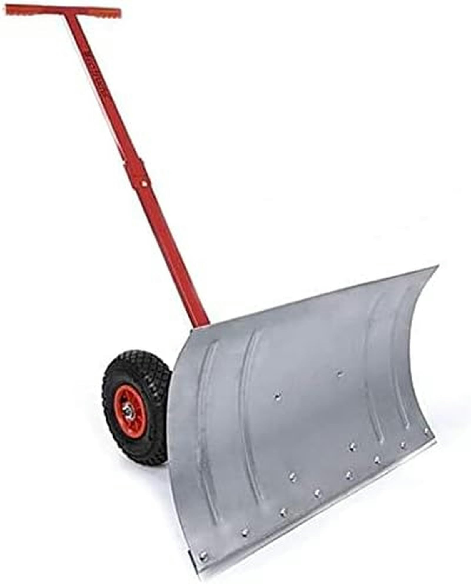 Ręczna łopata do śniegu Łopata do śniegu z kołami Heavy Duty Rolling Pług śnieżny Pług Pusher, Ręczna ciężarówka do śniegu z przedłużonym stalowym uchwytem regulowanym, wydajna łopata do śniegu z