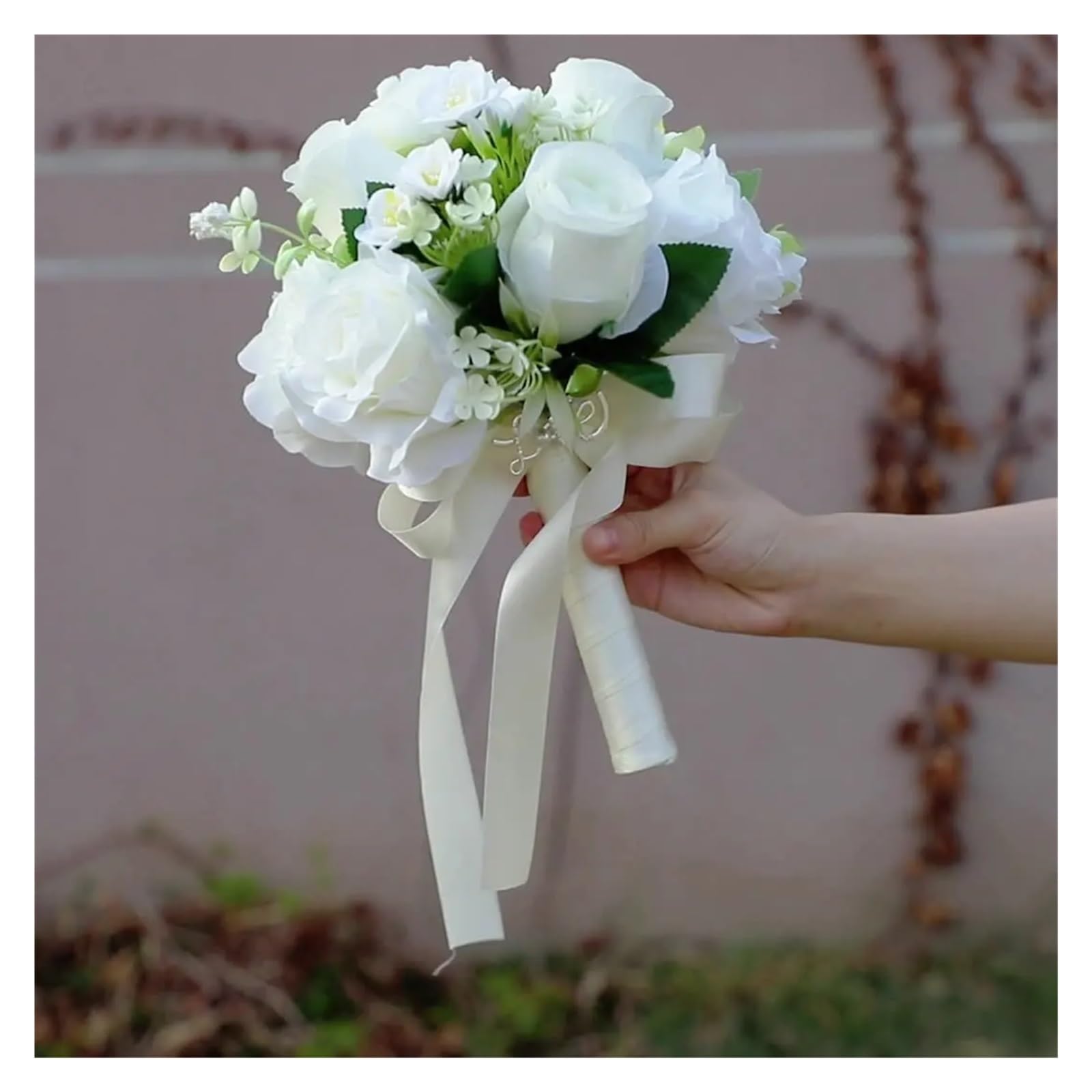Künstlicher Blumenstrauß Hochzeitssträuße for Braut und Brautjungfer, künstlicher Rosen-Pfingstrosen-Brautstrauß for rustikale Hochzeitszeremonie-Dekoration