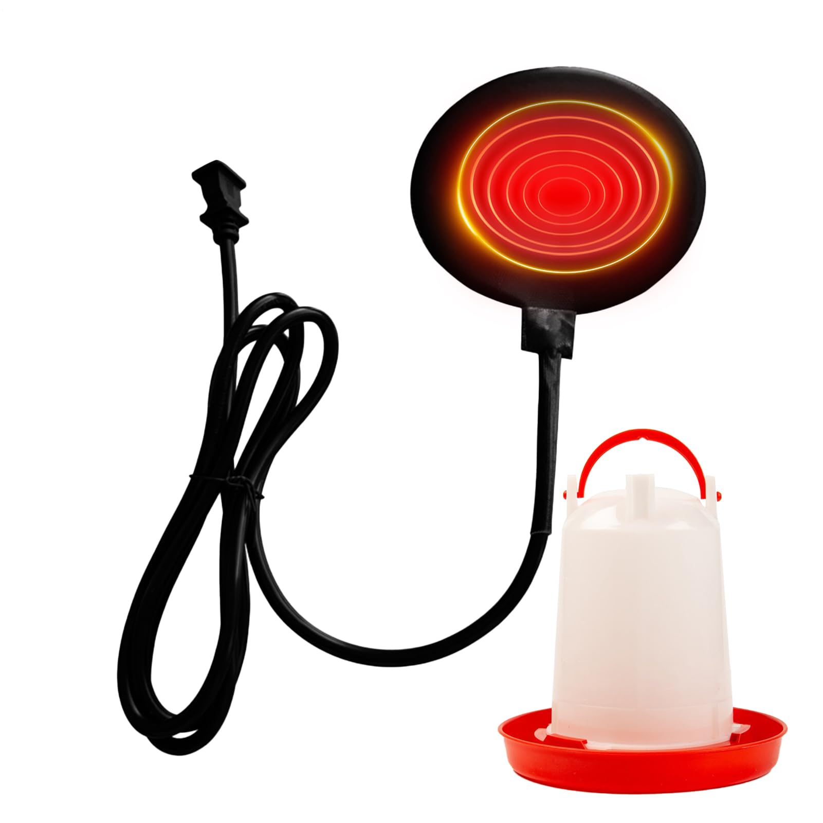 Chauffe-Eau pour Volaille, Base en Silicone 20W avec cordon de 180 cm, Base Chauffante pour Abreuvoir avec Thermostat, Maintient l’Eau Liquide en Hiver, Idéal pour Poules, Canards et Oiseaux de Ferme
