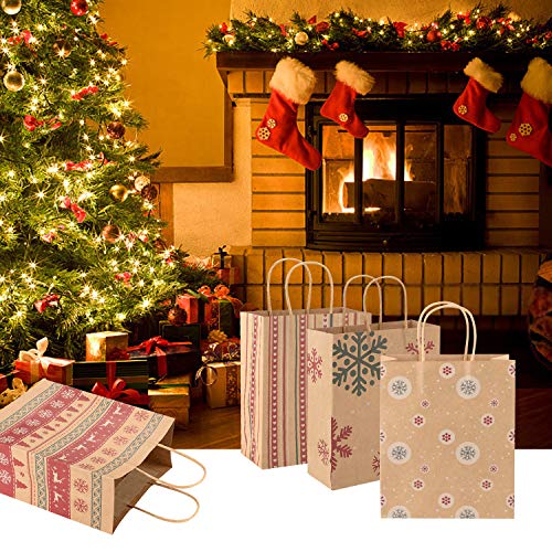 Christmas Decorations - 30 PCS Christmas Holiday Classic Variety Kraft Gift Bags Bulk with Christmas Prints - Good for Christmas Goody Bags,Xmas Party Favors, Holiday Treat Box and Party Favors - Thumbnail 6