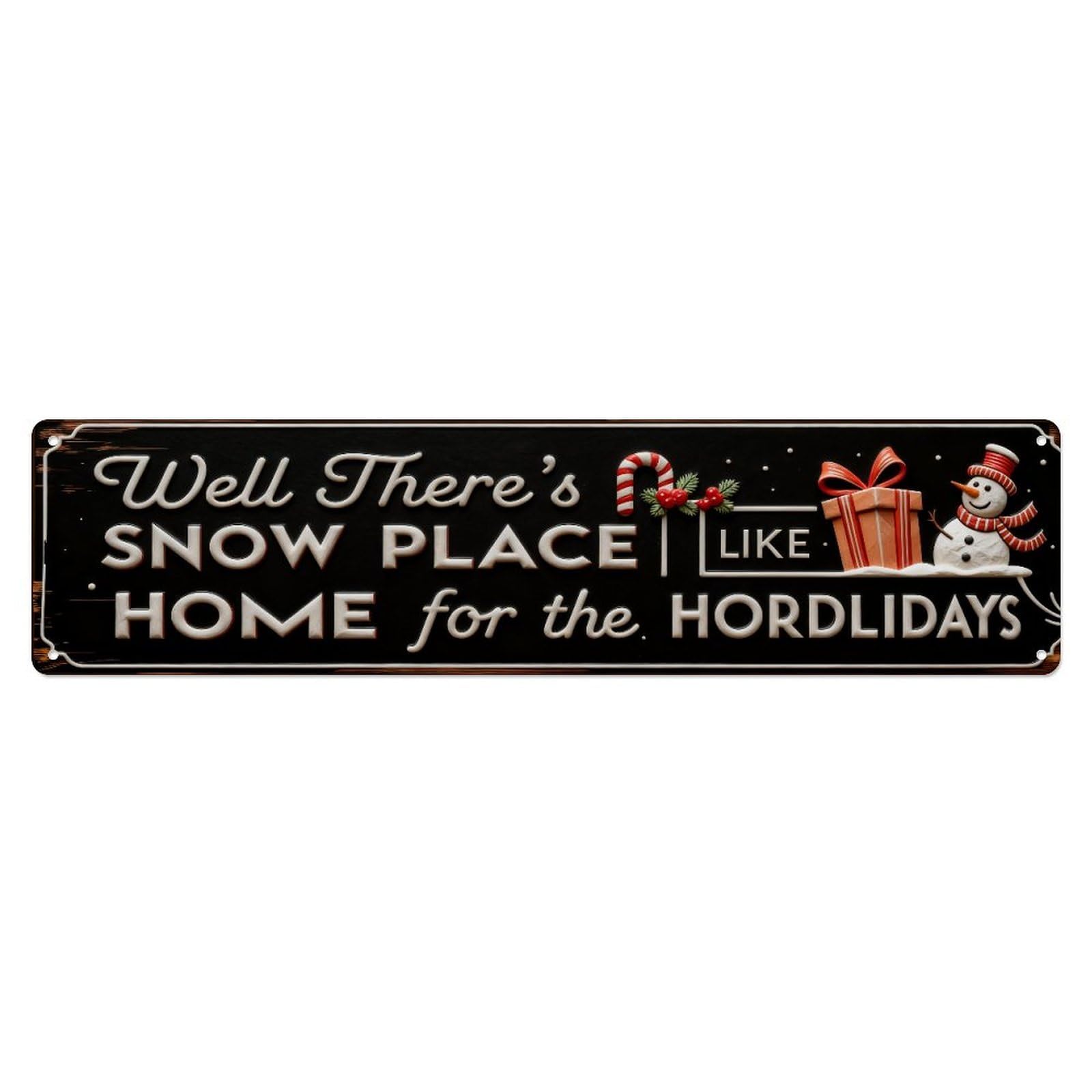 Christmas Snowman Gift Candy Cane Metal Tin Sign Plaque