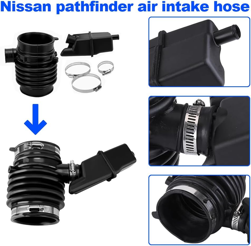 16576-3JA0A Engine Air Intake Hose Tube With Clamps Accessories 2013-2016 Nissan Pathfinder 3.5L,2015-2023 Murano,2013 Infiniti JX35,2014-2016 QX60,Air Mass Meter Boot# 165763JA0A,004B,A27624,696-039