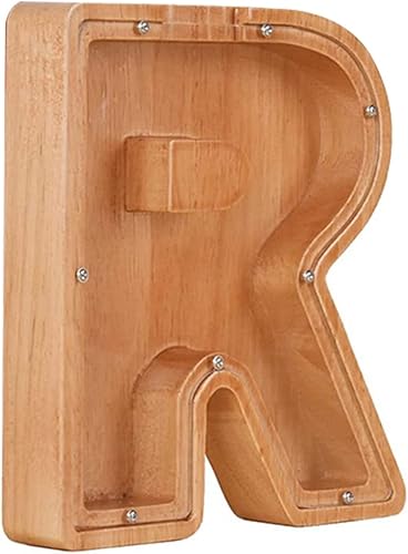 Miniatura 41 de Alcancía de madera con letras para niños y niñas, 26 letras del alfabeto, personalizadas, caja de ahorro de dinero transparente, regalo creativo