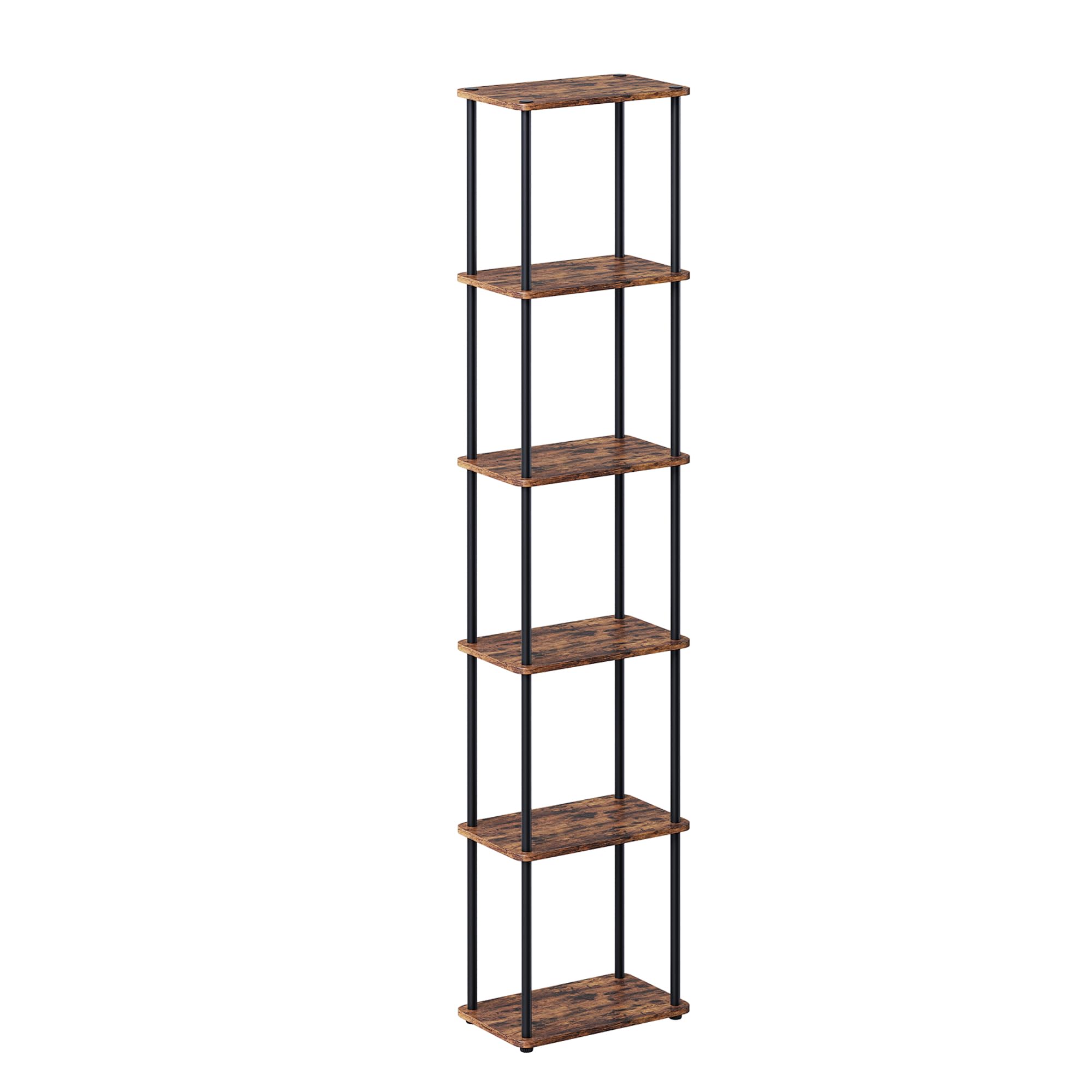 VASAGLE Superfast Toolless Assembly, 6-Tier Storage Shelf, Standing Shelving Unit, 38 x 23.8 x 173.4 cm, Living Room, Bedroom, Kitchen, Rustic Brown and Ink Black LLS136K01-image-7