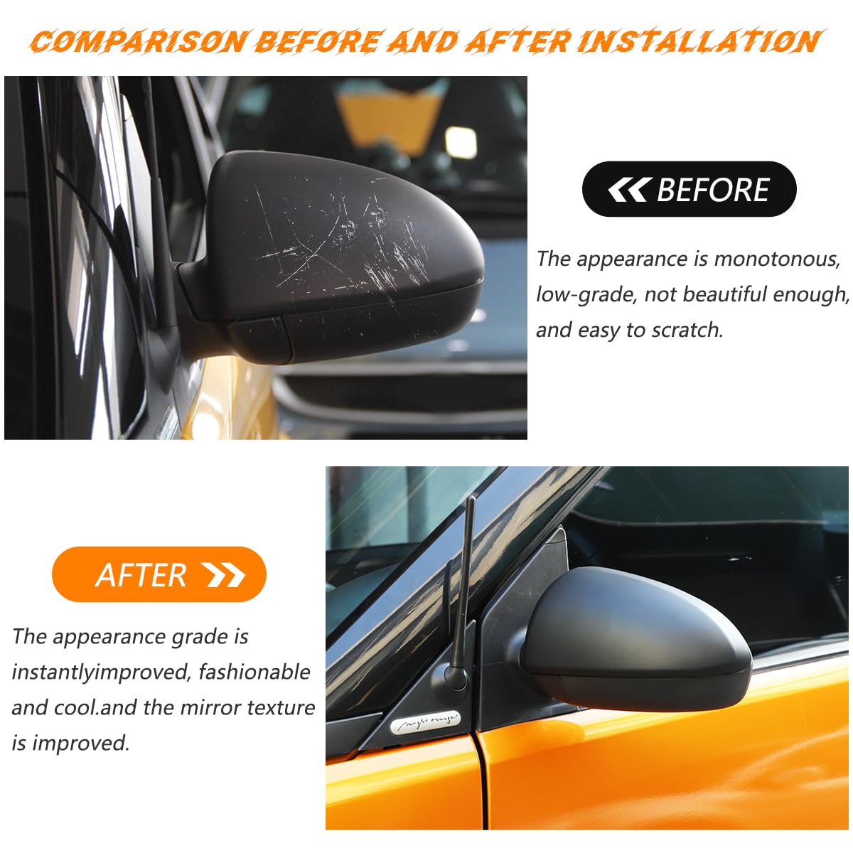 Coperture per specchietti in fibra di carbonio, adatte per Benz Smart 451 2009–2015, protezione per specchietto retrovisore esterno laterale, accessorio (Nero Opaco)