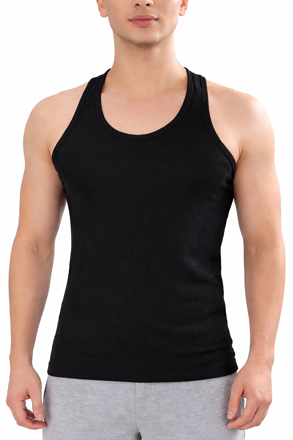 Men’s Black Cotton Lining Vest | Soft & Breathable Sleeveless Innerwear Pack of 1-image-23