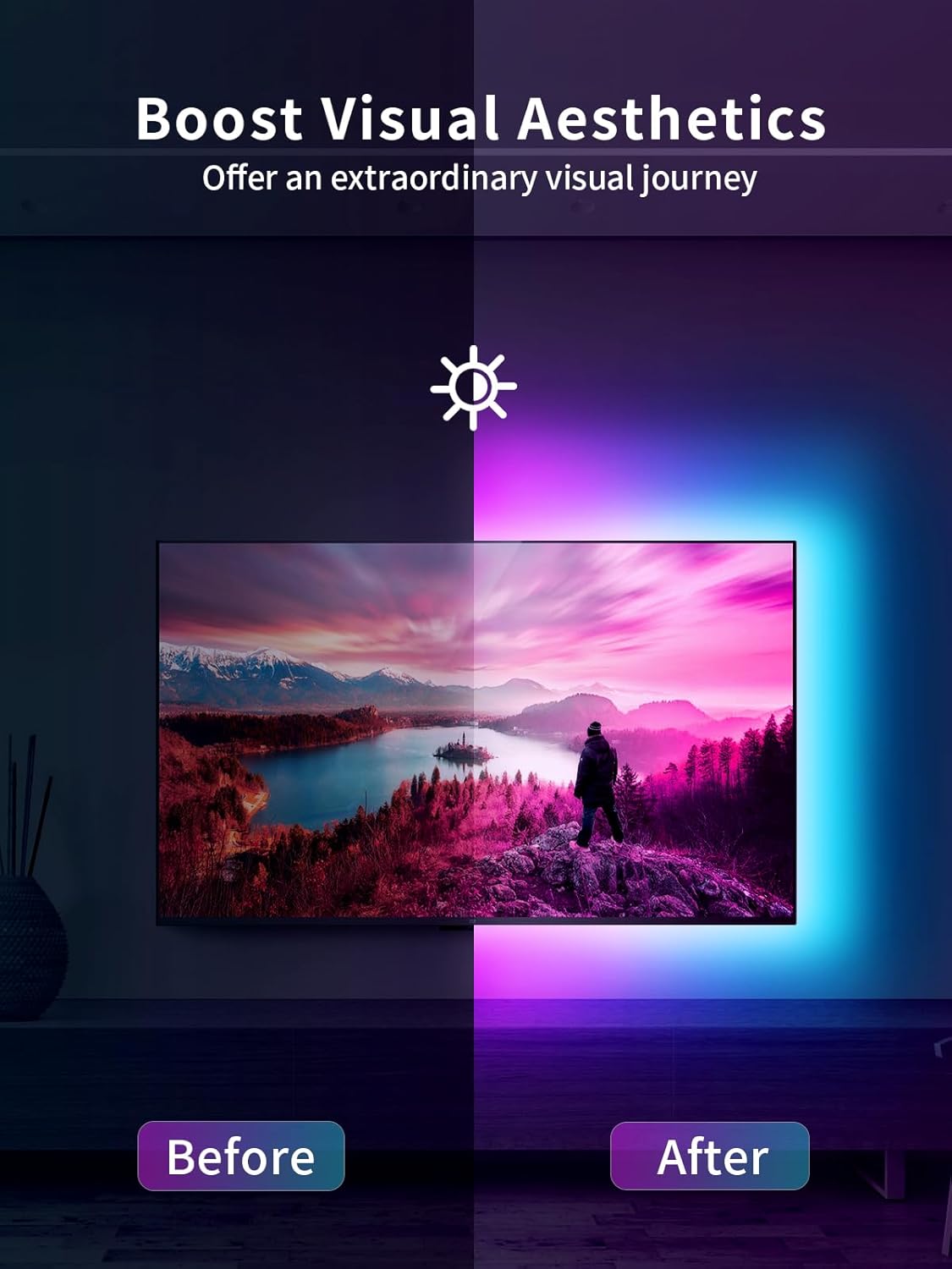 TV LED Backlight, 9.84ft LED Lights for 32-43in TV, RGB TV Lights Behind with Music Sync Bluetooth APP and Remote Control Strip Light USB Powered for Bedroom Home Decor 9.84ft for 32"-43" TV image 4 of 6 B0CLJ2CXNB