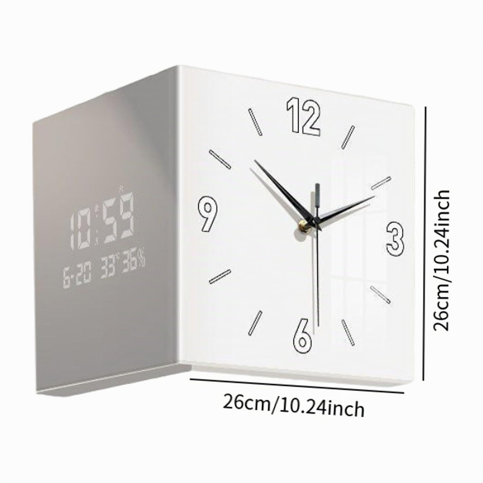 Reloj de Pared Doble Cara para Decoración de Espacios Interiores y Exteriores, Blanco, Individual