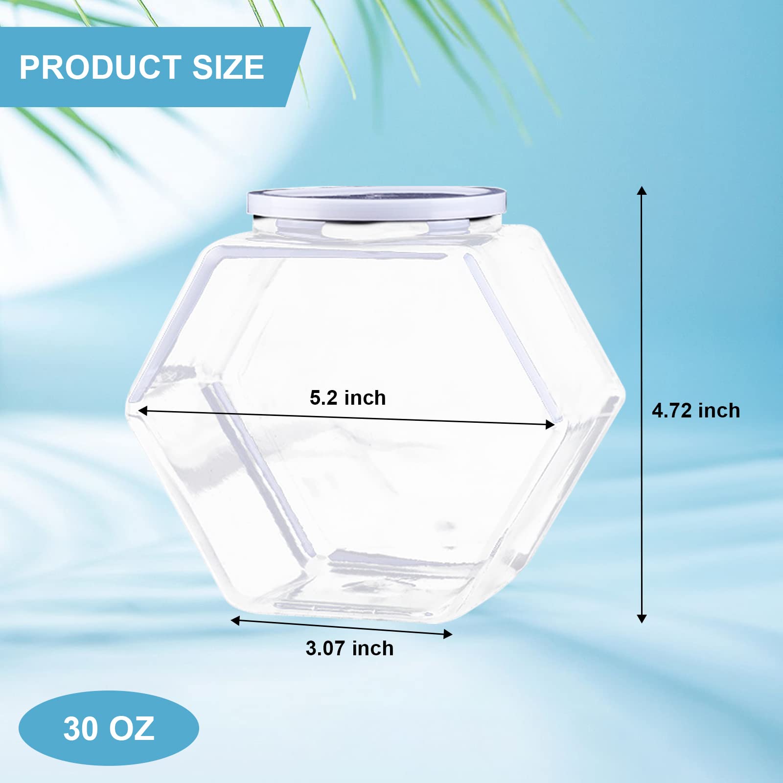 Woozettn 3 Pcs Plastic Candy Jars,Clear Cookie Jars For Kitchen Counter,Hexagon Cookie Jars With Lids,Plastic Dry Food Jar For Candy Buffet(71 Oz