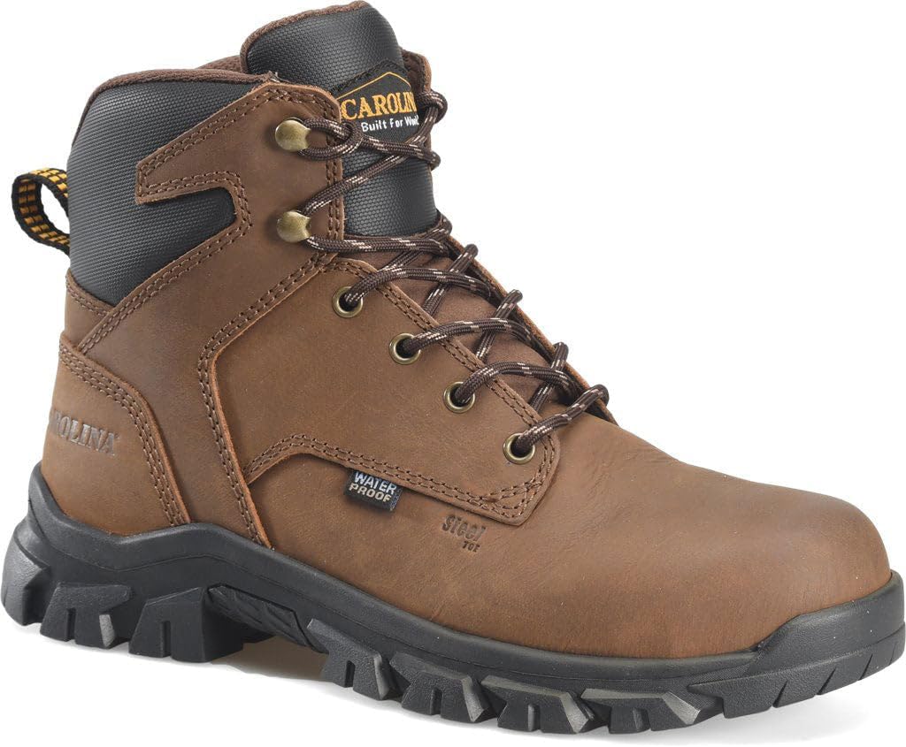 Carolina Boots Gruntz 6" Waterproof Steel Toe Men’s Rugged Leather Work Boot, Slip Resistant Outsole, Cushioned Insole
