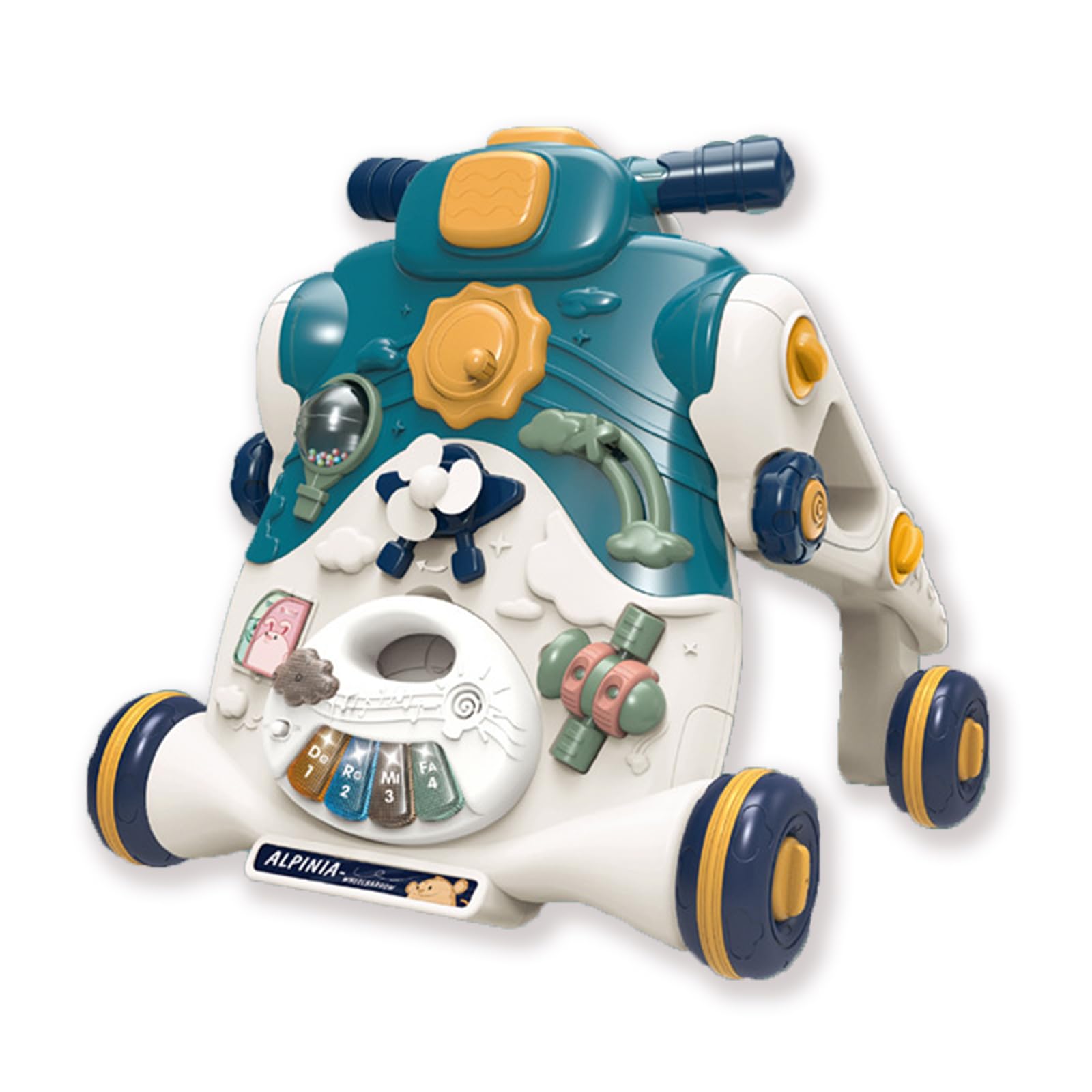 SWIUKPHE Baby Sit-to-Stand Learning Walker, Interactive Sound and Light Effect Musical Montessori Activity Center, Adjustable Speed Wheel, Fun Gift for Boy and Girl Learning to Stand and Walk