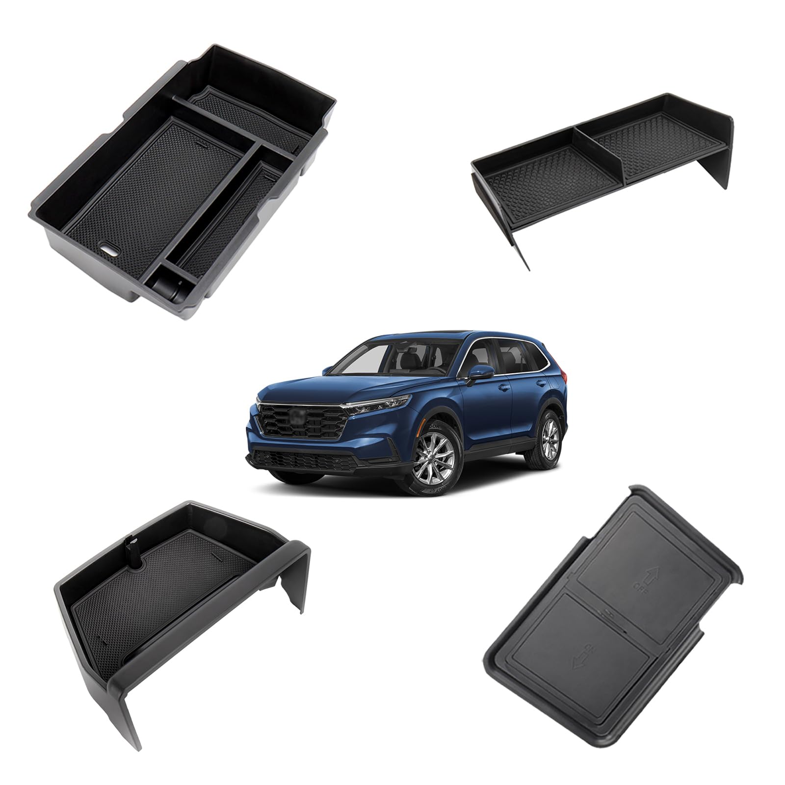 Center Console Organizer Tray For 2023-2025 Honda CR-V & CR-V Hybrid - 2-Piece ABS Storage Box For Armrest Compartment - View #4