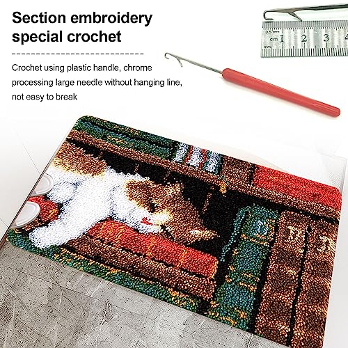 Image of kingsea Latch Hook Kit for Adults, DIY Crochet Yarn Rug with Pattern Printed Latch Hook Rug Kit for Teen, Latch Hook Kit for Beginners, Cat, 20 inch x 15 inch