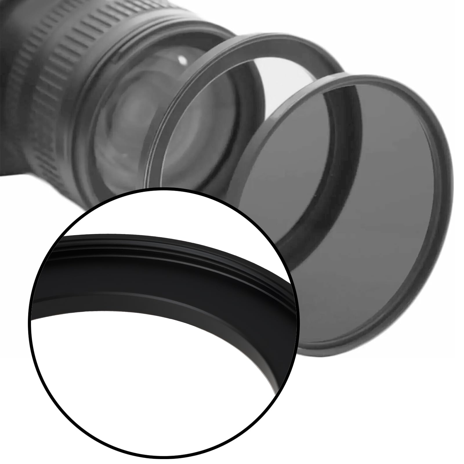 Lot de 2 bagues d'adaptation Step Up en alliage d'aluminium 46 mm à 58 mm Filetage 0,75 mm pour filtre d'appareil photo