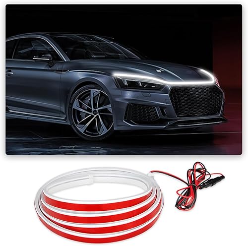 Ziciner Tira de luz para capó de automóvil, tira LED flexible de 59 pulgadas, impermeable, luces de circulación diurna, accesorios universales para