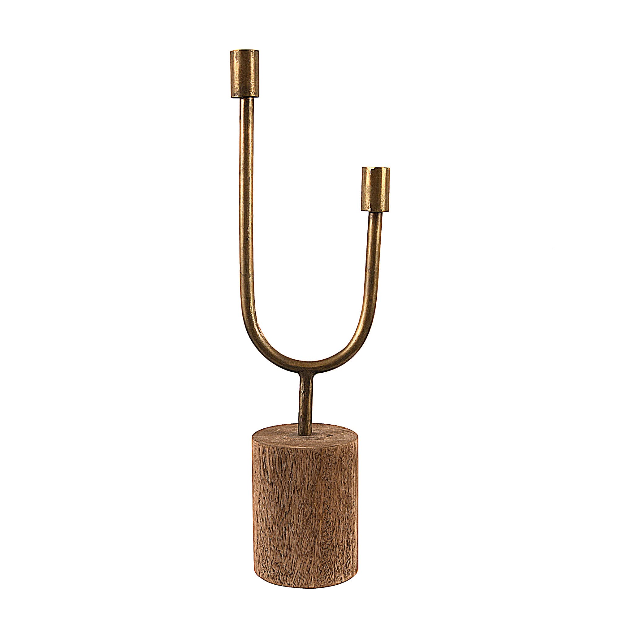 Asymmetrical Wood and Metal Candle Holder