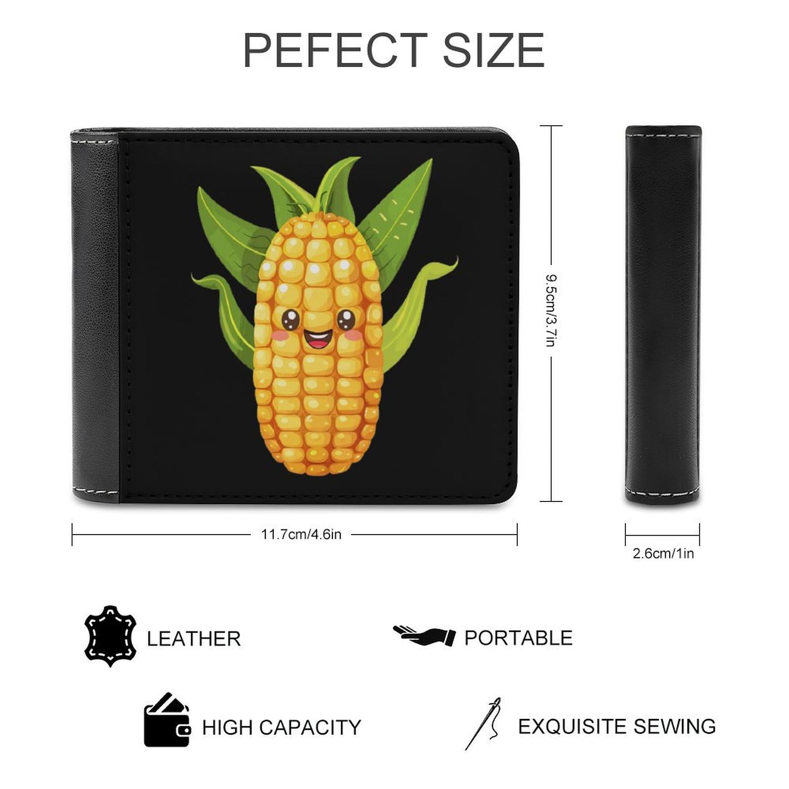 Cute Corn Vegetable Vegan Funny Men's Slim Bifold Wallet with Multiple Card Slots Front Pocket Purse
