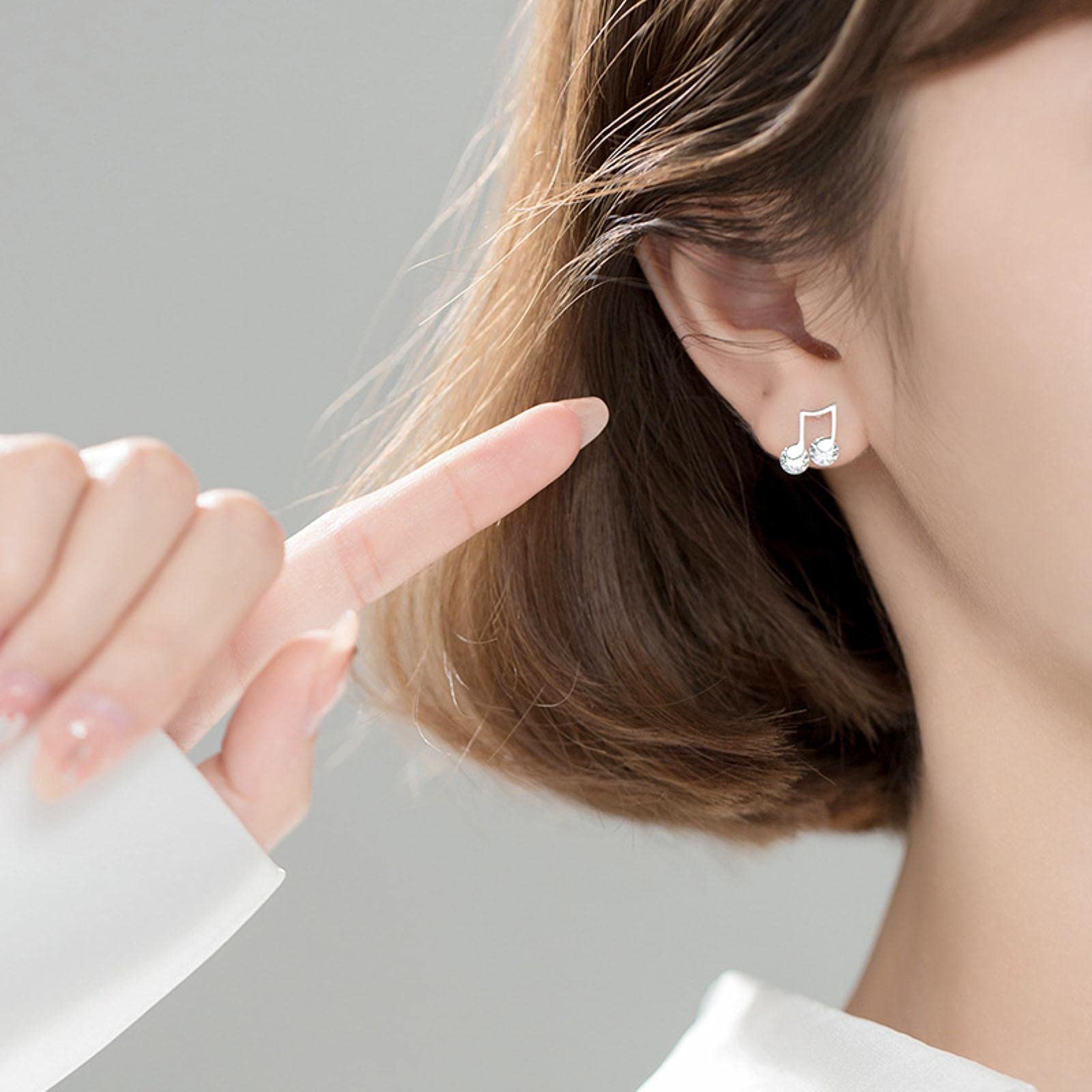 Orecchini A Bottone Con Chiave Di Violino – Argento Sterling 925 Con Zirconi – Gioielli Eleganti Per Donne Amanti Della Musica