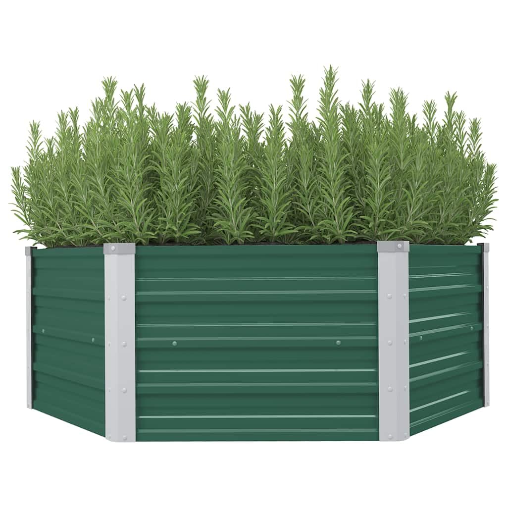 Bancal de acero galvanizado 129 x 129 x 45 cm verde con suelo abierto para un drenaje óptimo y estabilidad robusta