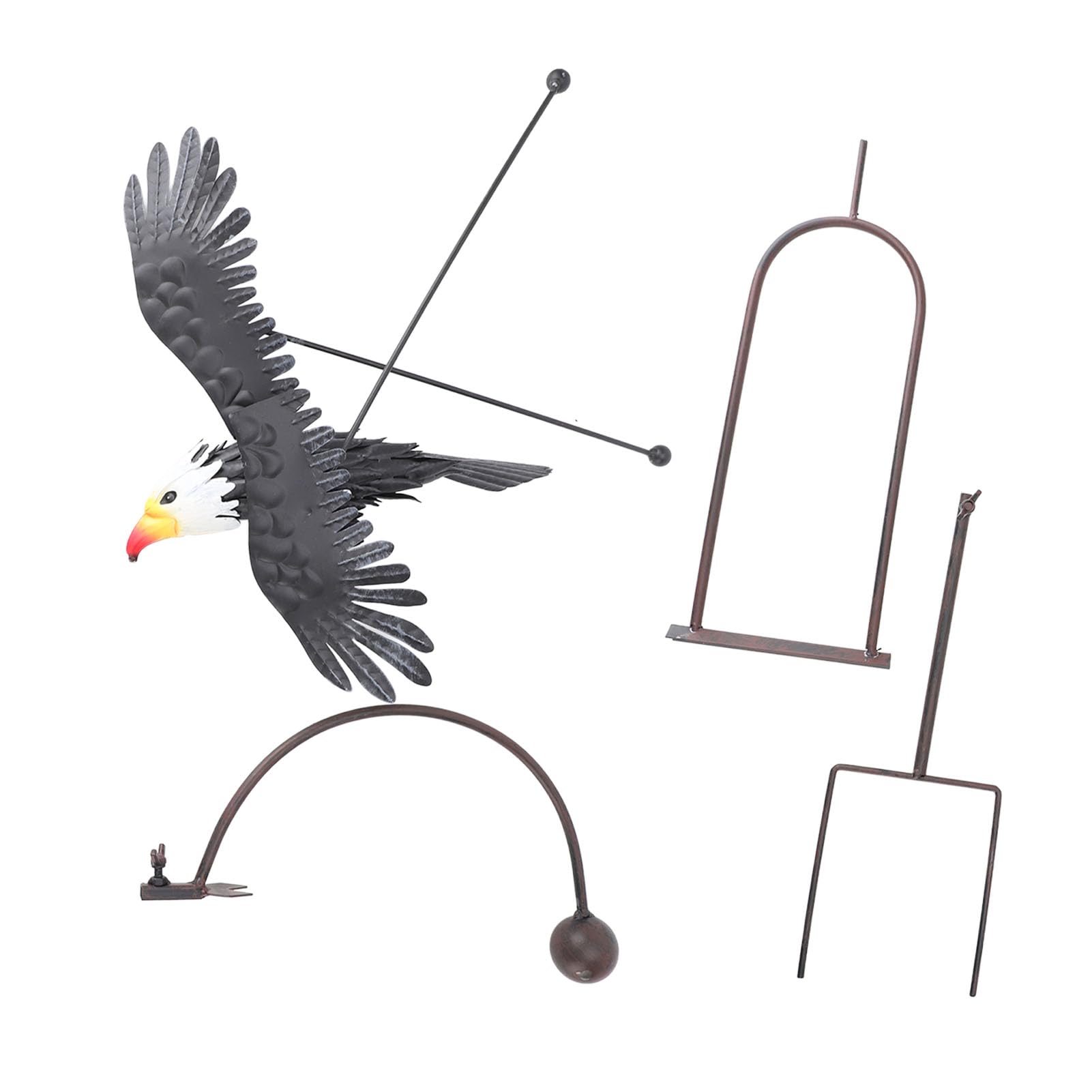 Sculpture en forme d'oiseau en fer : déco jardin oiseau tête blanche 15"