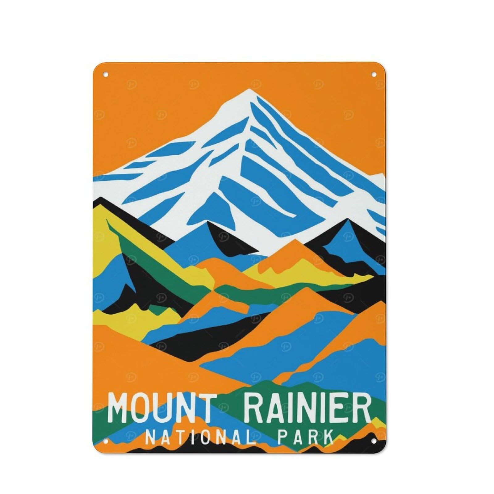 Junmoney Style-5 Mount Rainier Poster Metal Wall Sign 40X30cm, Rustic Decor For Workshop Wall, For Vintage Wall Decor Fans, For Themed Room Decoration