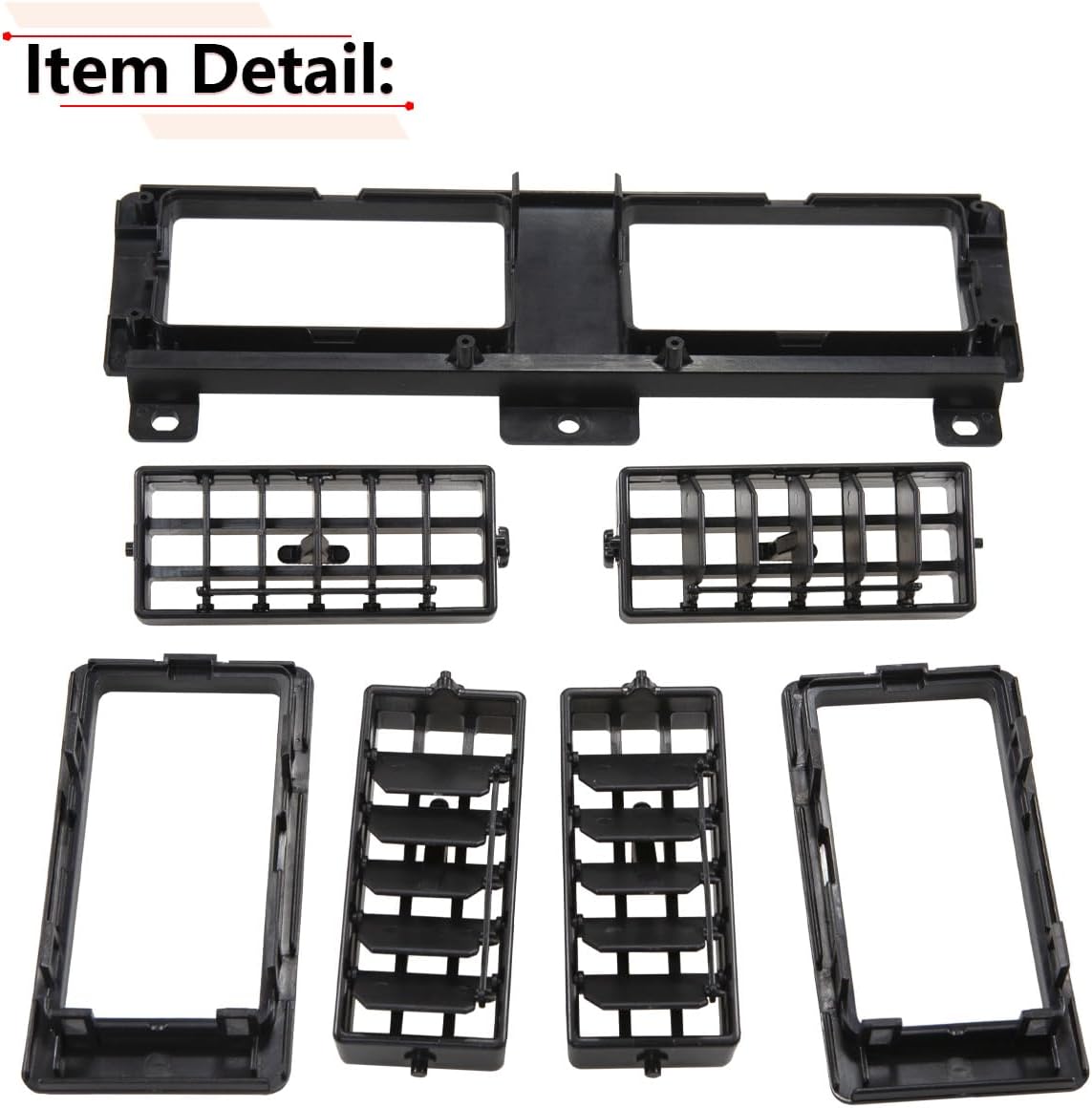 RLB-HILON Dashboard Heater Air Vent Grille Set Compatible with Nissan Navara D21 Hardbody Pickup 1986 to 1997 Year, Black Color