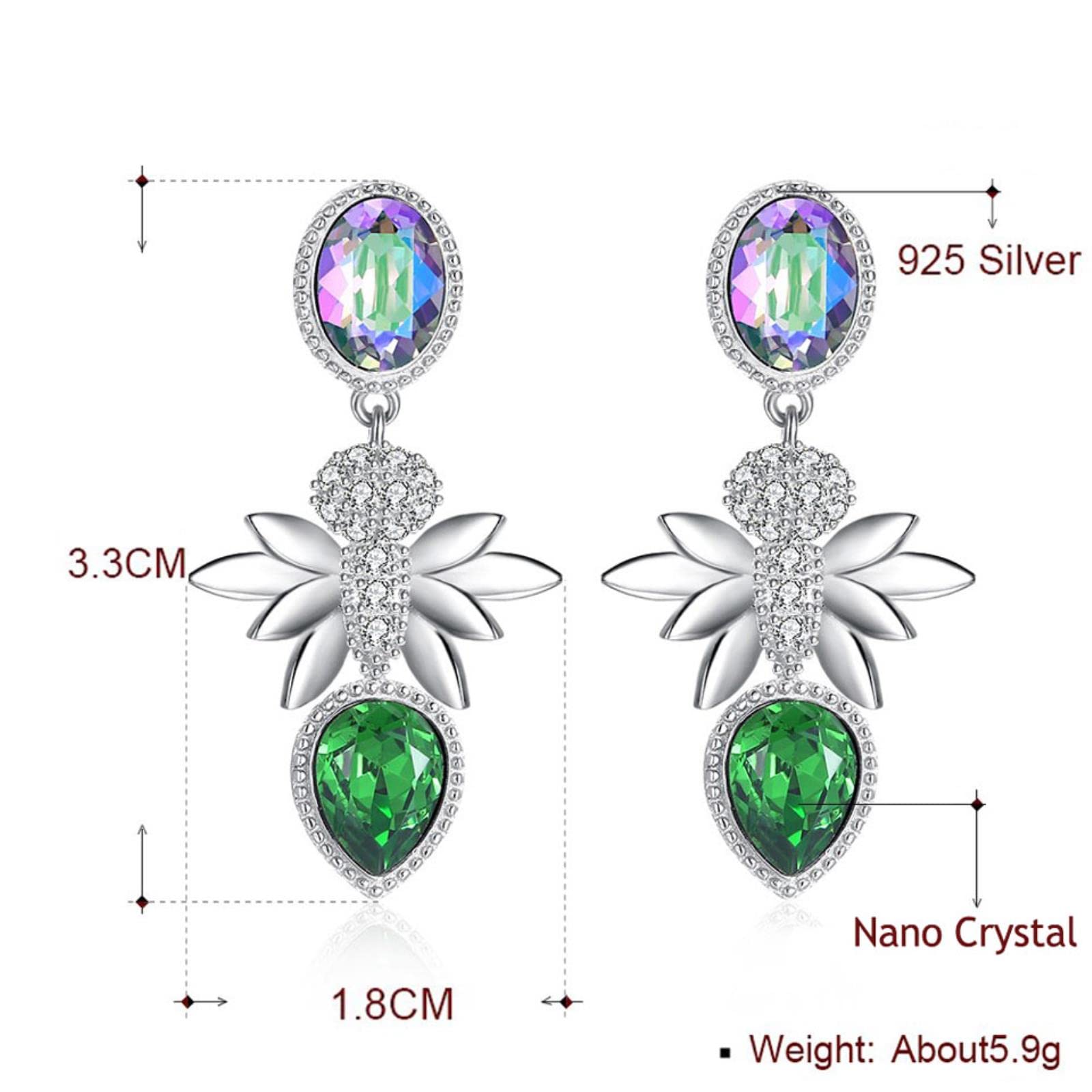 SALAN Orecchini in Argento Sterling 925 Creati Orecchini A Bottone in Cristallo per Le Donne Festa Femminile Elegante Gioielleria Raffinata per Matrimoni