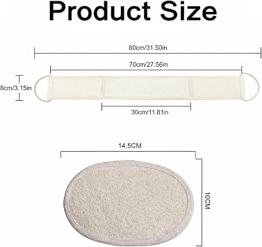 2Pcs Loofah Back Scrubbers for Use in Shower, Double-Sided Exfoliating Shower Loofah, Cotton Linen Back Strap for Dead Skin Removal, Body Scrubber for Men Women Bath Spa Cleansing