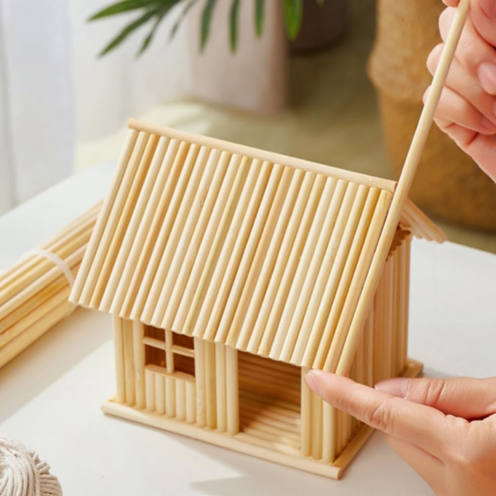 Mbsomnus 80 stuks houten stokjes 30 cm x 6 mm houten stokken om te knutselen, bamboestokken, houten stok, rondhout, ronde staaf hout voor knutselmateriaal, kinderopvoeding, handgemaakte geschenken