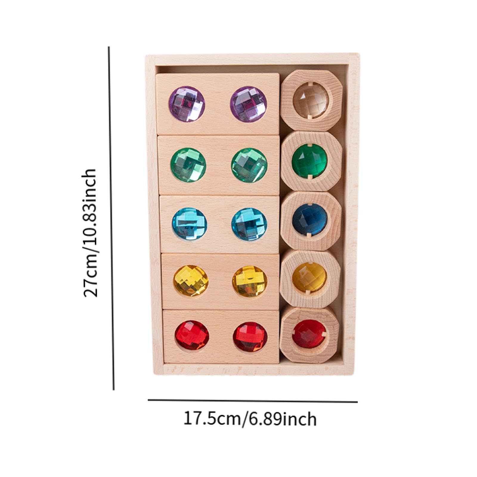 Qianly Set di Blocchi da Costruzione in Legno per Bambini, Gioco di Impilamento, Giocattolo Educativo, Set di Blocchi da Costruzione Arcobaleno per Il Comple, Stile a