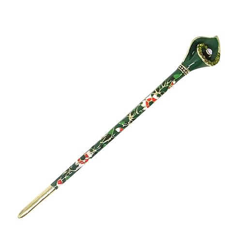 Honbay Cloisonn - Palillos de pelo vintage con cala, estilo tradicional chino, palillos para el cabello, horquilla (verde)