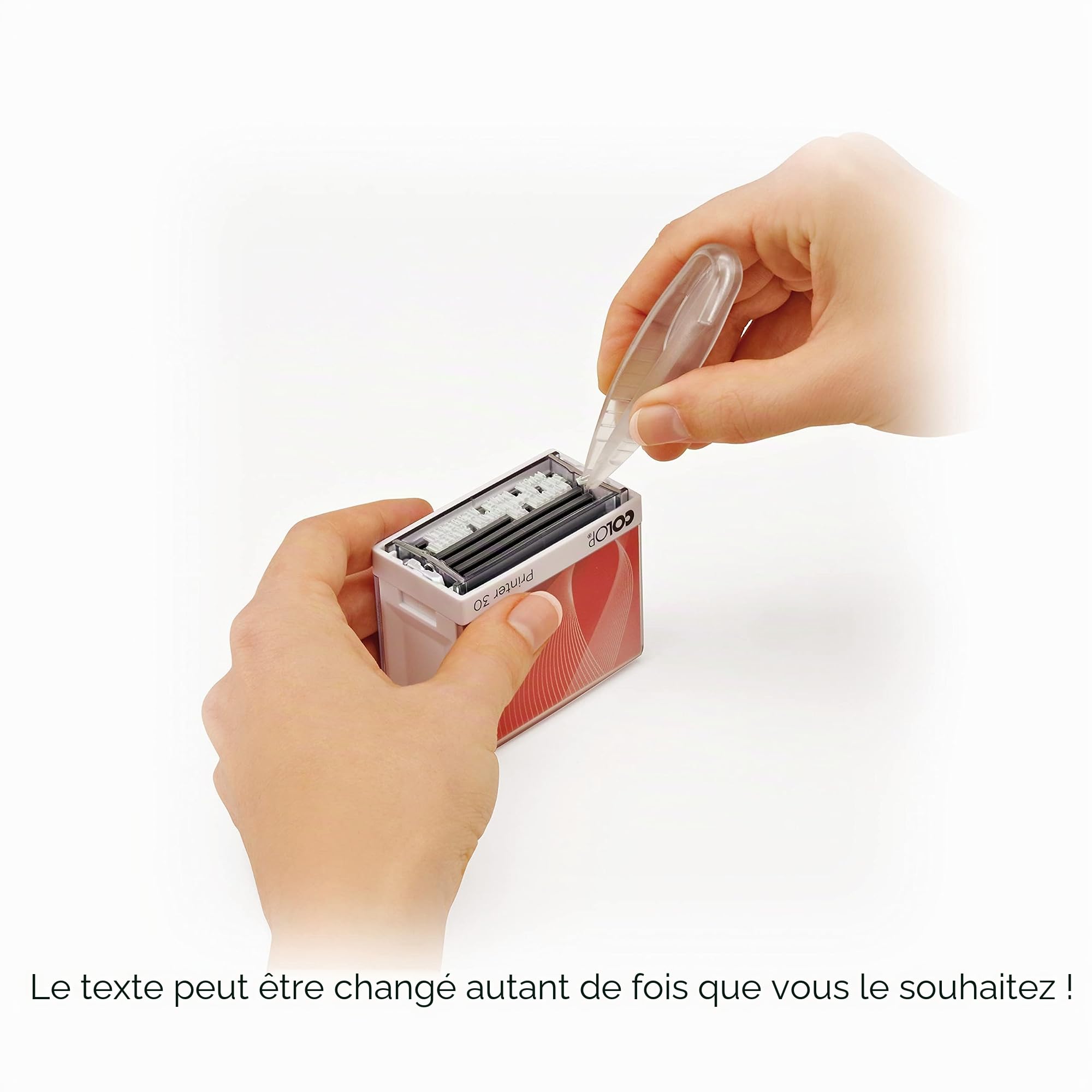 Tampon COLOP 30/2 Set, 5 lignes à fabriquer soi-même, 2 jeux de caractères et une pincette inclus