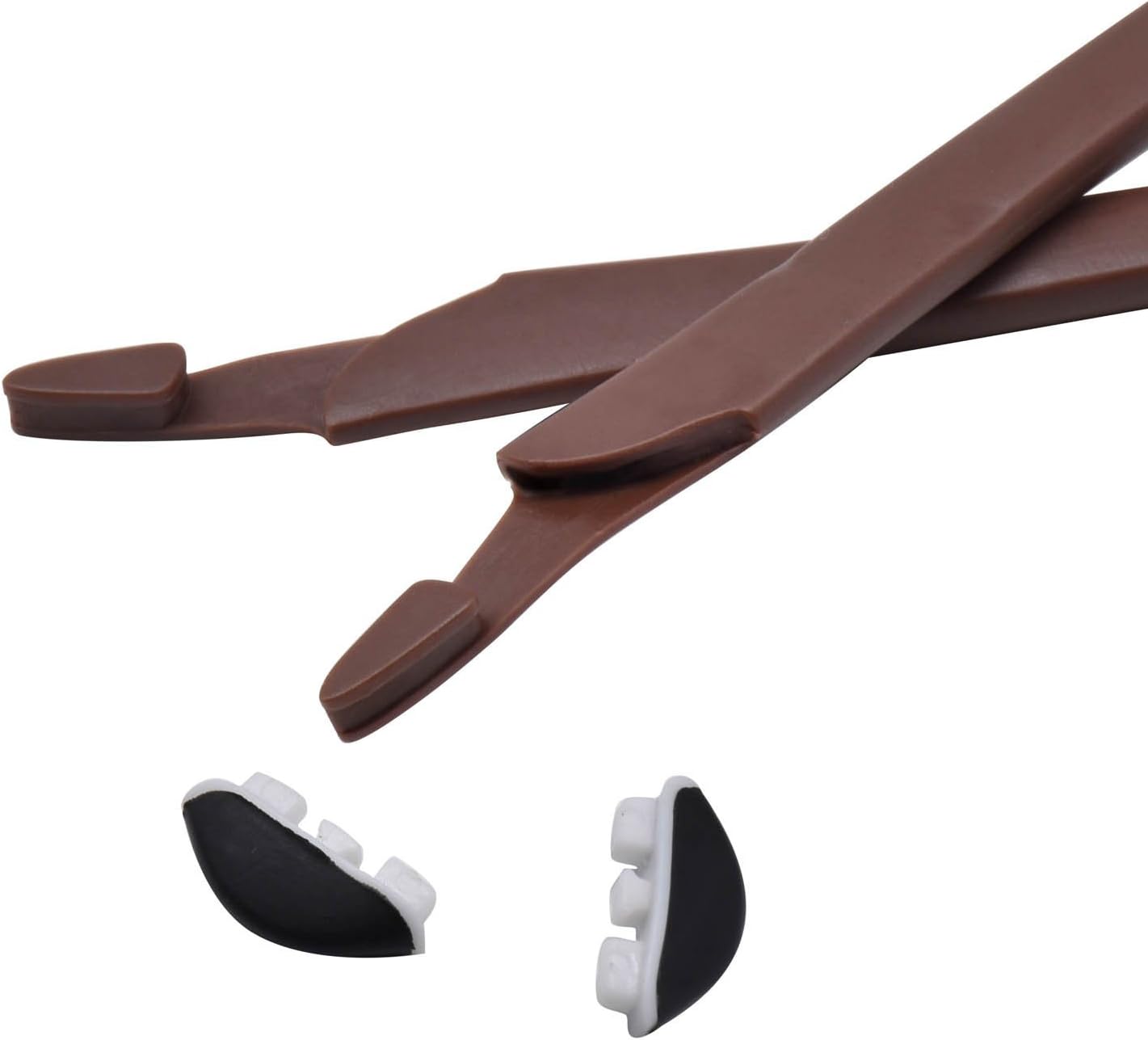 HKUCO Black/Brown Replacement Silicone Leg Set For Crosslink Sunglasses Earsocks Rubber Kit