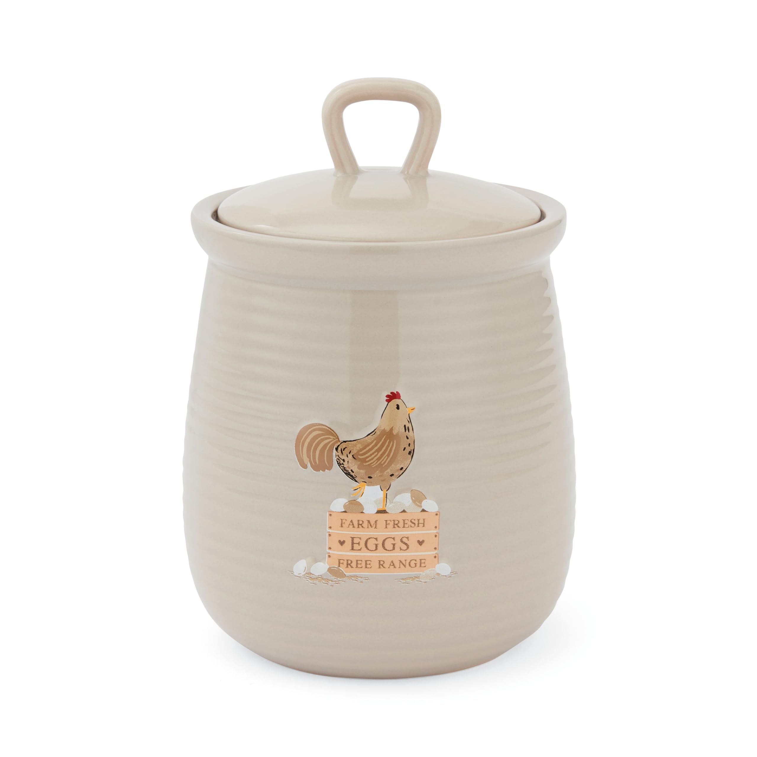 Cooksmart Hen House Lane Ceramic Canister | British Designed Farmhouse Kitchen Storage Jar | Beige Rustic Countryside Style | Durable & Stylish Kitchen Accessory | Hand Wash Only
