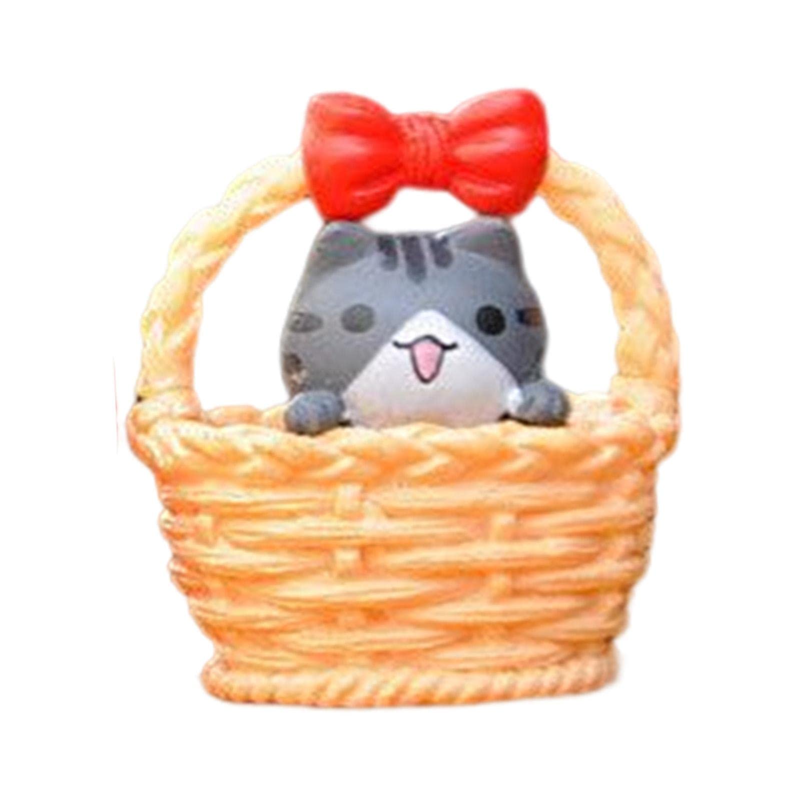 Amazon.co.jp: 2 Pcs かごの中のかわいいミニチュア猫 - リアルな猫の 