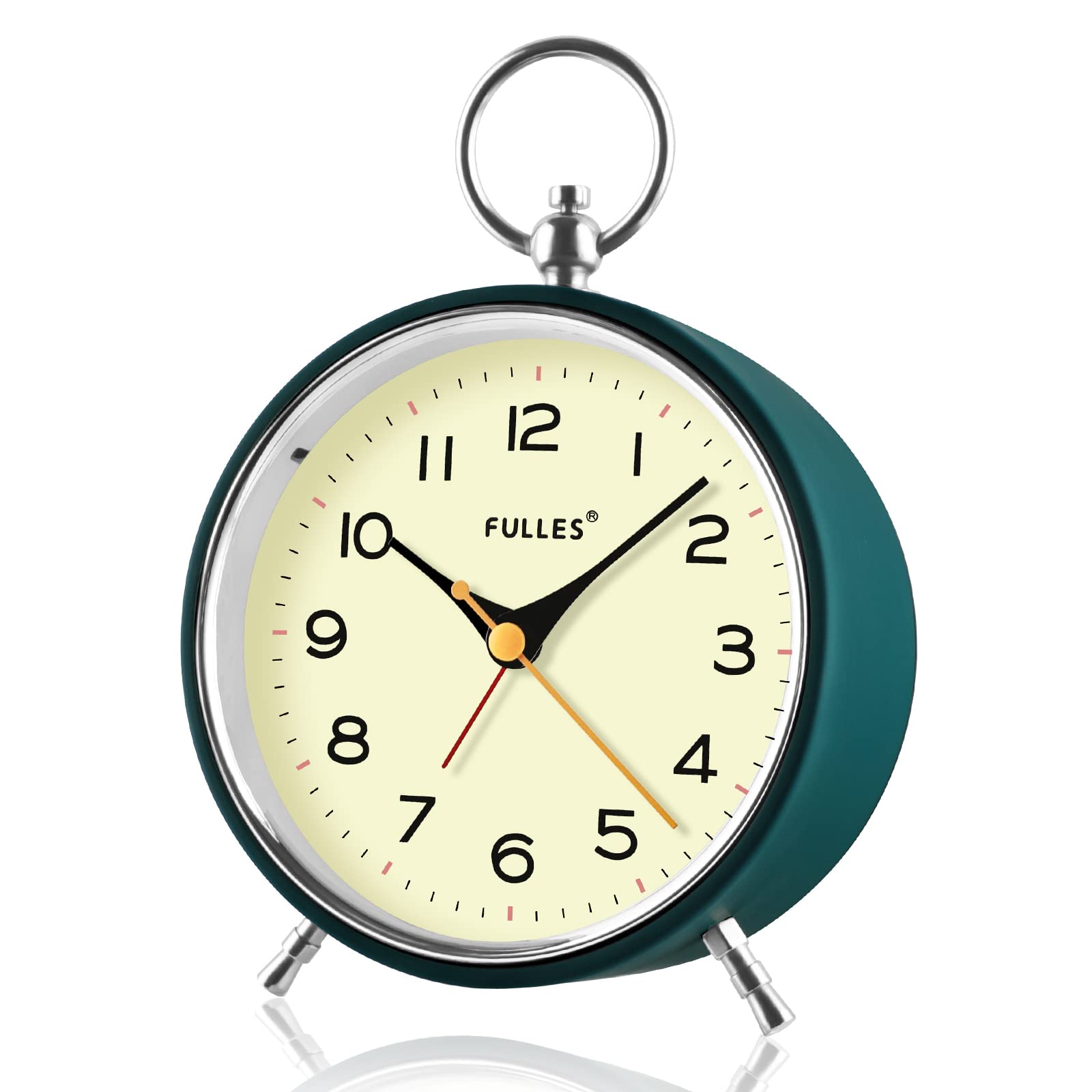 Analog Alarm Clock Non Ticking with Night Light Snooze Function Round Retro Alarm Clock Battery Operated Clock for Bedroom Living Room for Kids(Blue)