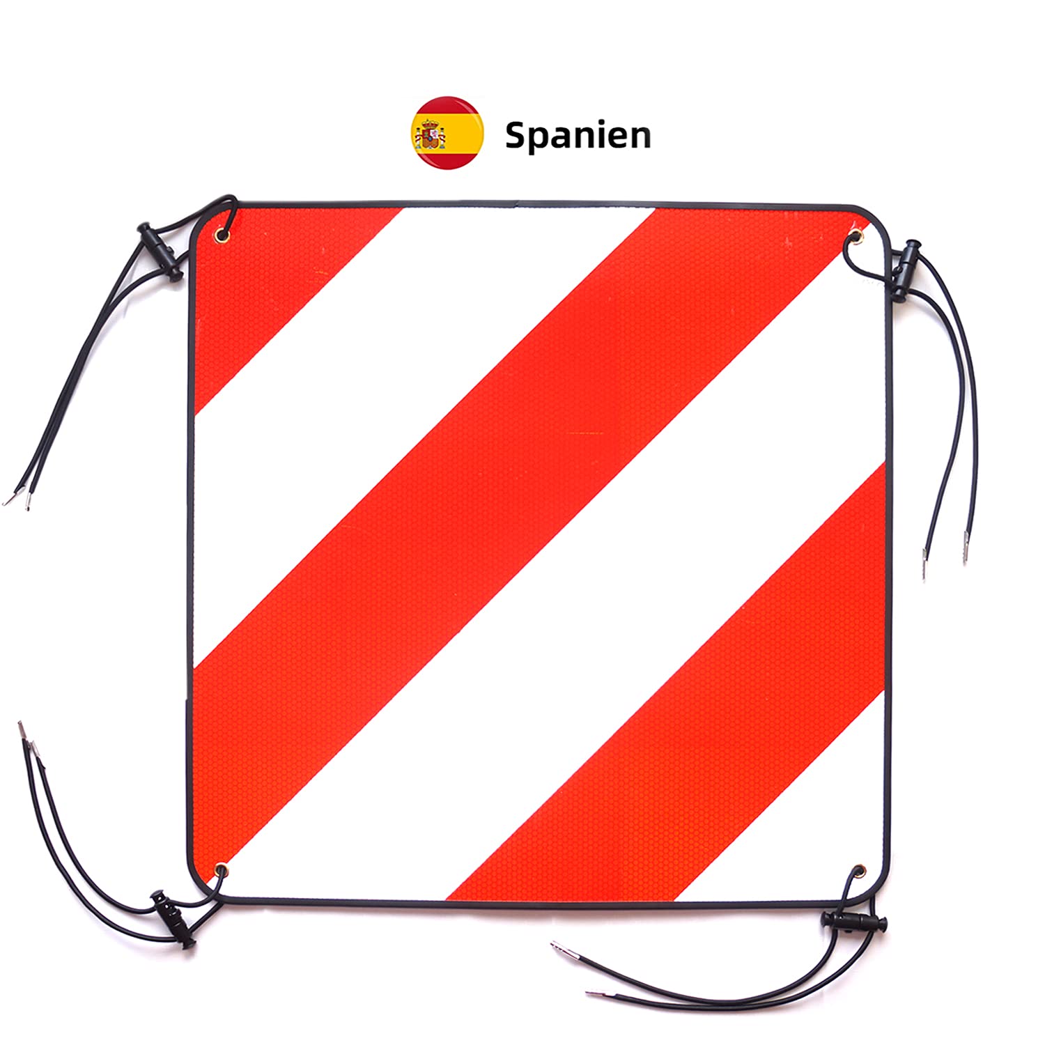 Cartel reflectante 2 en 1 de aluminio, Placa Señalizacion Portabicis, con 4 correas tensoras para portabicicletas trasero, autocaravana, 50 x 50 cm