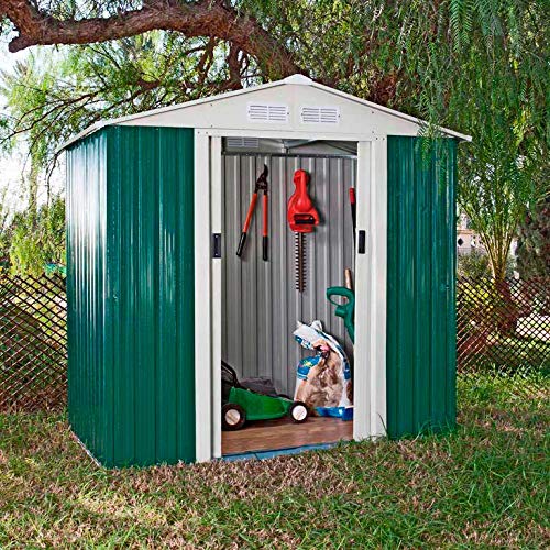 Caseta Cobertizo de Metal verde para Jardin Tools