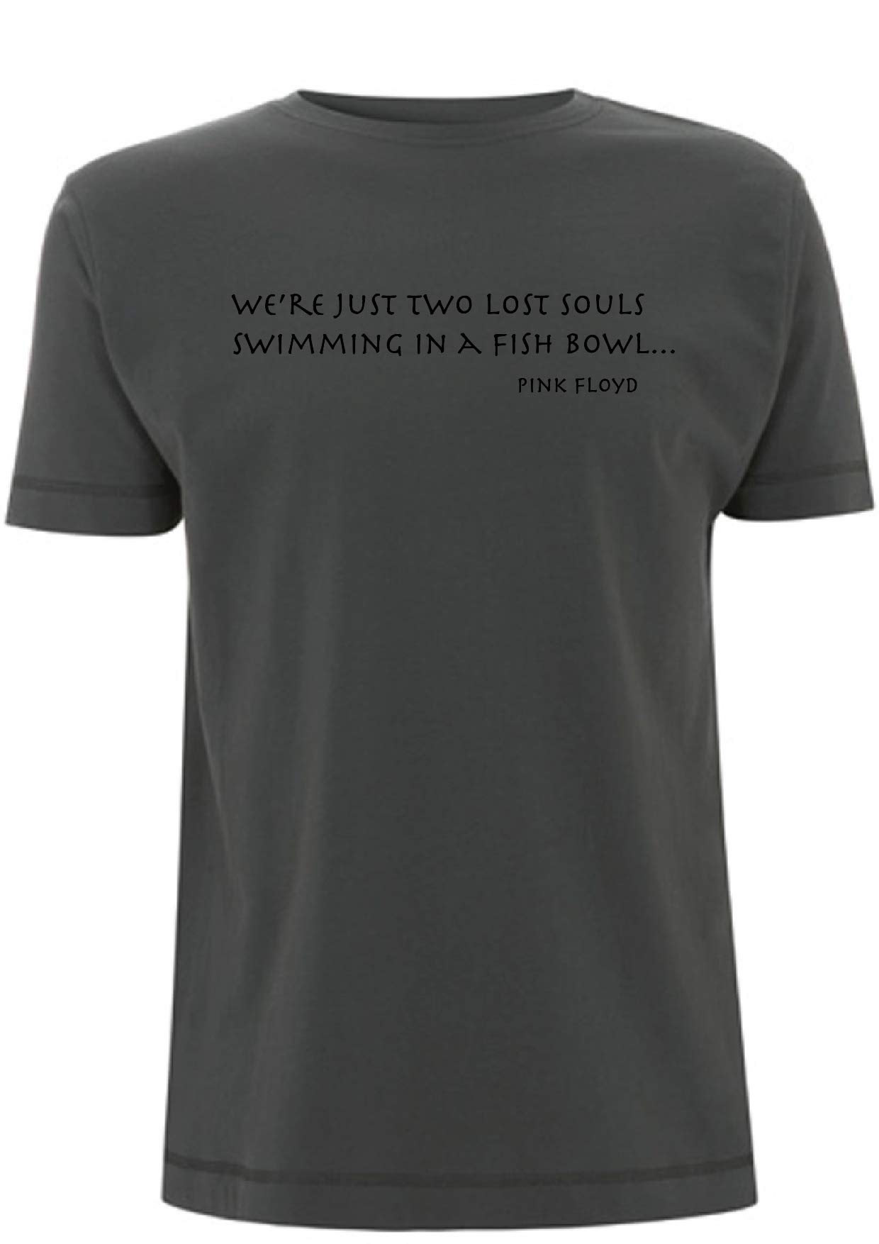 Pink Floyd T Shirt Wish You were Here Lyrics We're just Two Lost Souls Swimming in a Fish Bowl Song Quote Band gig Music Lyric (Large, Grey)