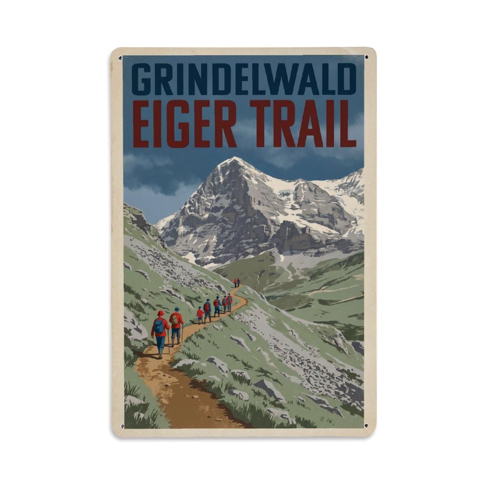 Gead 8X12inch Style Vintage Travel Switzerland Hiking Trail Metal Tin Sign