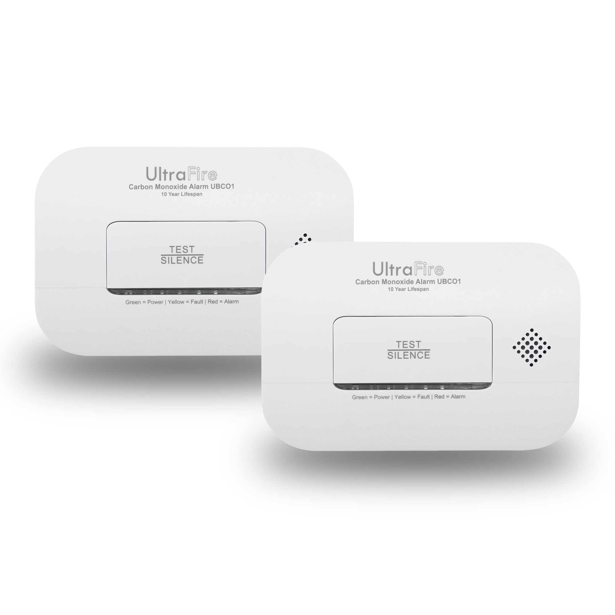 Ultrafire Fire Safety White Twin Pack Ultrafire Ubco1 Carbon Monoxide Alarm With Year Sensor Life | Year Warranty | Certified To Bs En 50291 Size 10