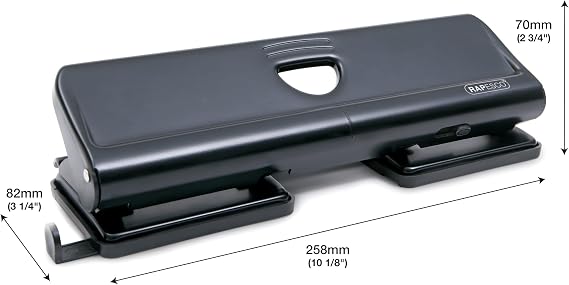 Rapesco 1054 720 4-Hole Metal Punch, 22 Sheet Capacity, Black