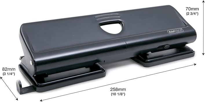 Rapesco 1054 720 4-Hole Metal Punch, 22 Sheet Capacity, Black