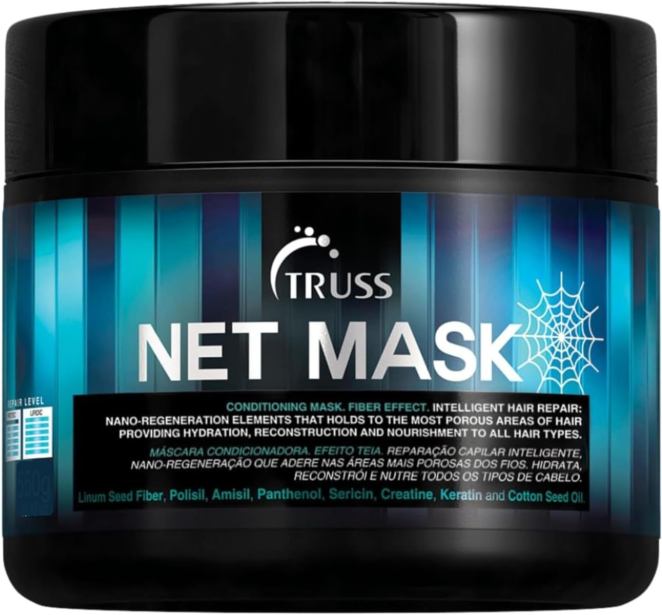 Net Mask - Provides Hydration - Fiber Effect - Intelligent Hair Repair - Nano-Regeneration Elements that Holds to the Most Porous Areas of Hair - Provides Nourishment - 19.4 oz/550 g
